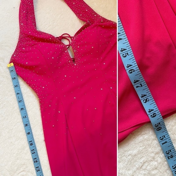 Beaded Barbie Pink Floor Length Formal Gown Prom Homecoming Dress Hot Pink - Picture 13 of 14